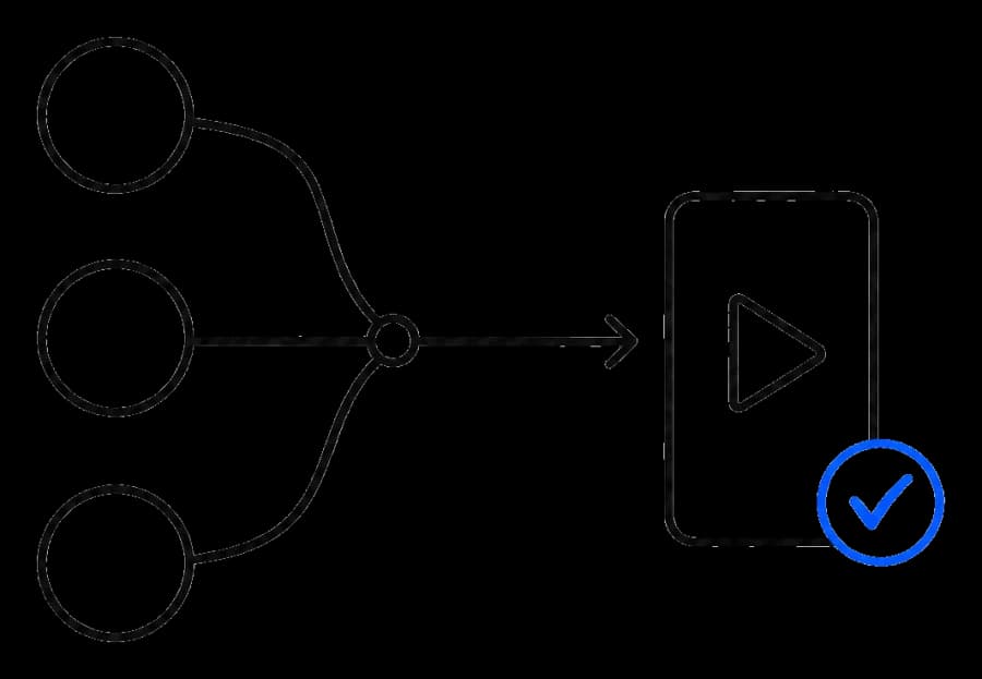 A builder connecting an AI workflow to a human-approved captioned video.