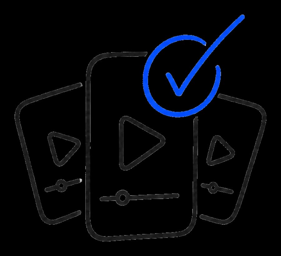 A studio team reviewing a consistent set of captioned videos.