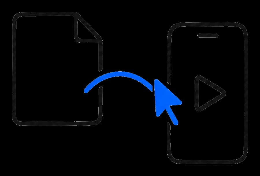 A workspace document flowing into a captioned video.
